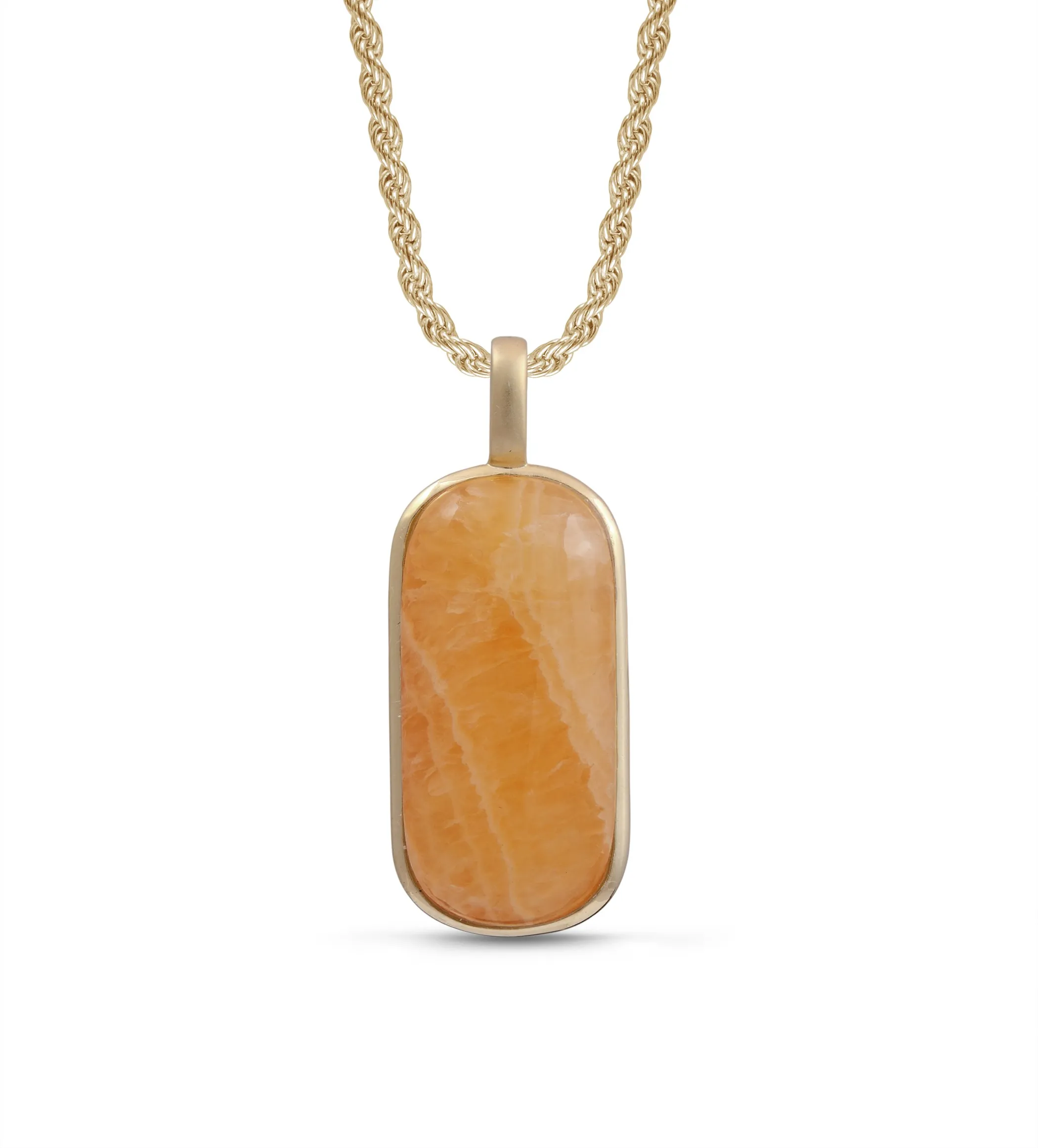 Yellow Lace Agate Tag in 14K Yellow Gold Plated Sterling Silver