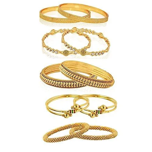 YouBella Jewellery Combo Of Five Gold Plated Wedding and Party Wear bangles for women traditional Bangles Set For Women and Girls